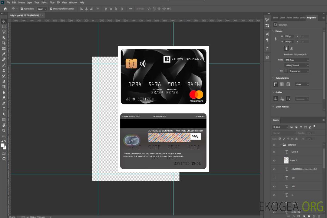 Mastercard de la banque Islande Kaupthing template